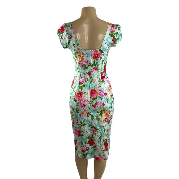 Stop Staring Billion Dollar Baby Dress Size M Watercolor Floral Wiggle Pinup - Picture 6 of 10